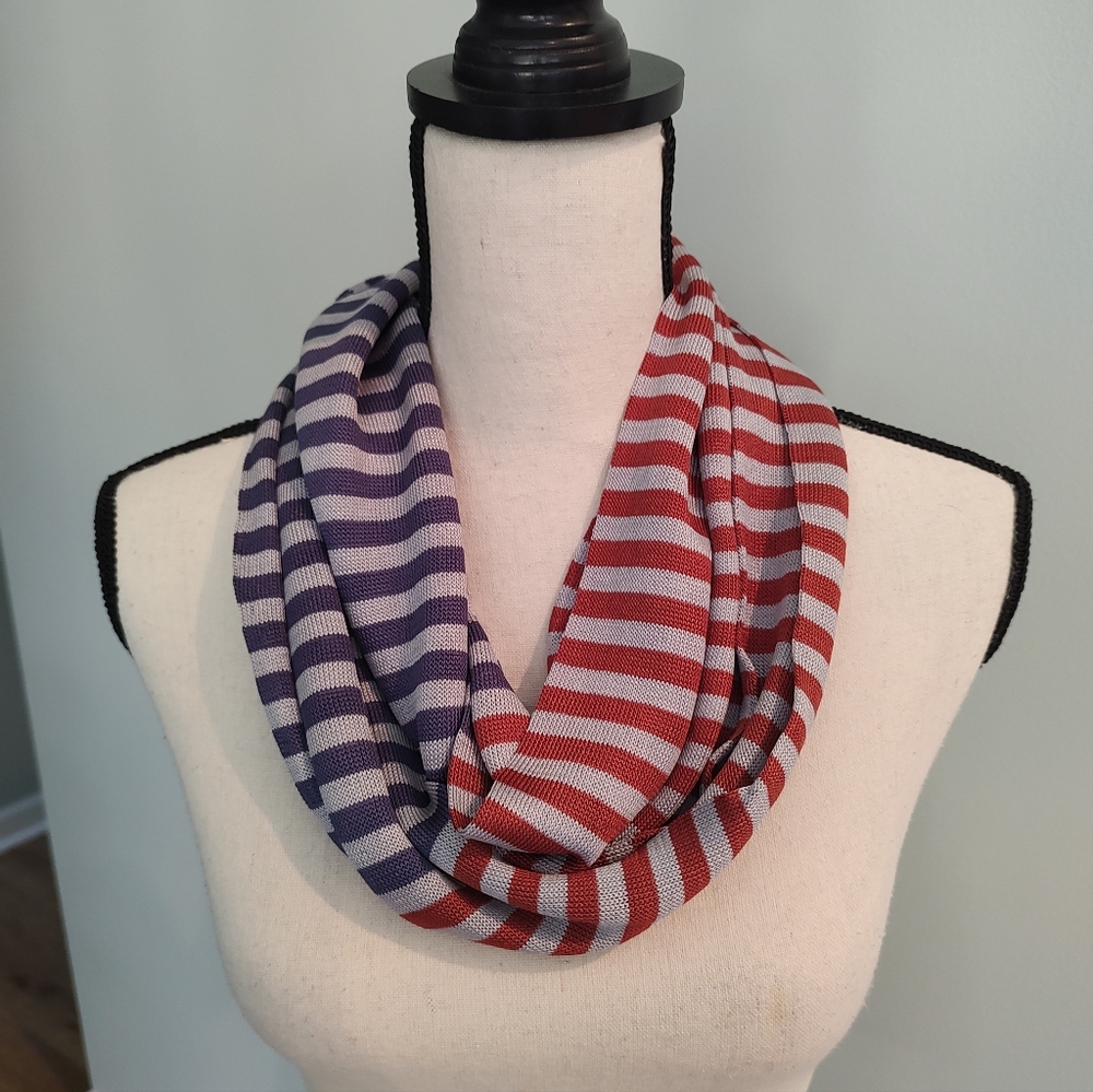 LOFT Orange and Blue Infinity Scarf NWT